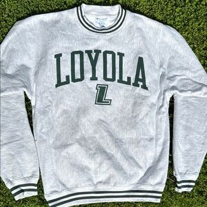 Vintage Loyola Crewneck Sweatshirt in White and Dark Green